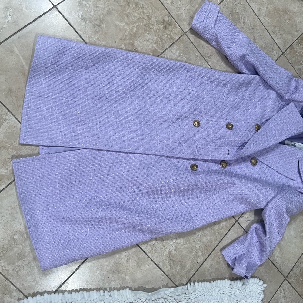 Alice + Olivia Light Purple Double-Breasted Trench Coat - Picture 10 of 13